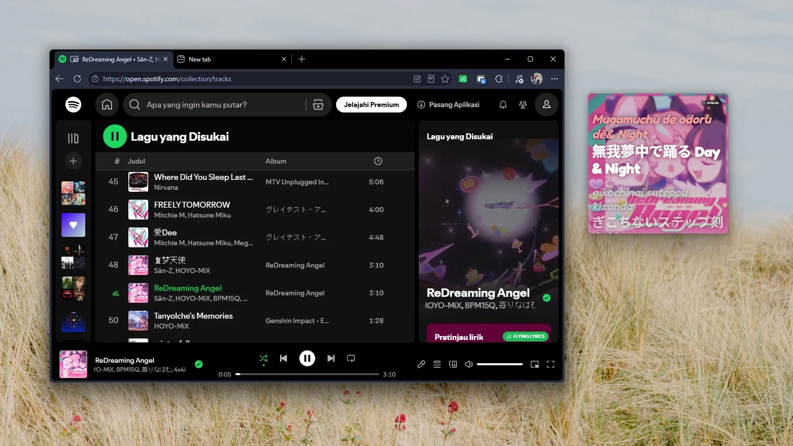 Flying Lyrics Picture-in-Picture Mode